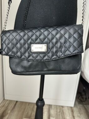 Nine West Black Quilted Flap Chain Crossbody